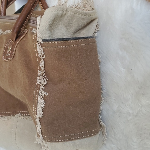 Sel de Mer Small Myra Cotton and Leather Satchel Bag